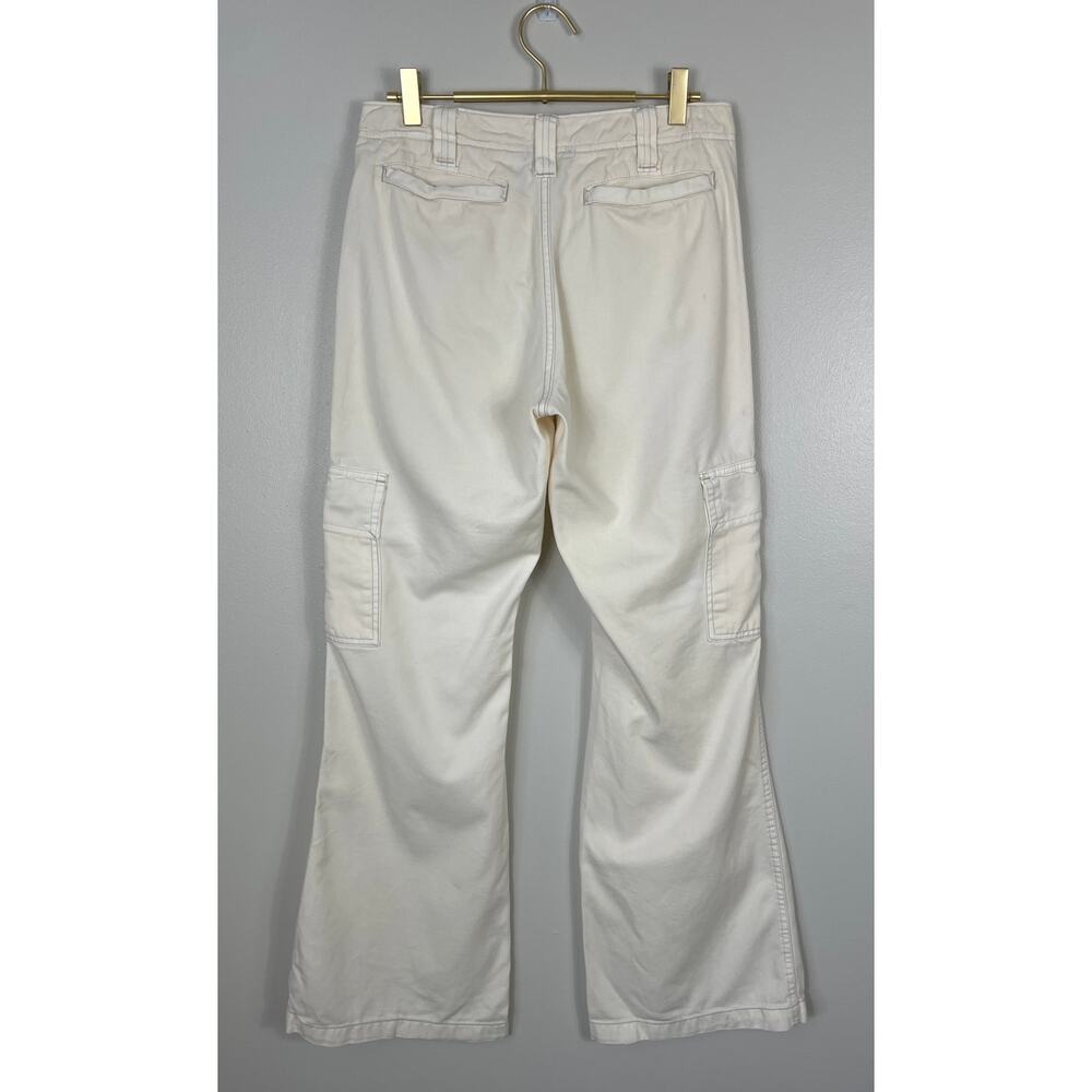 Aeropostale Low-Rise Flare Utility Cargo Pants Off White Size 4 Y2K 90s 2000s - Picture 8 of 12